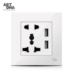 2 Pin & 3 Pin Universal Socket with 3.4A Double USB Charger